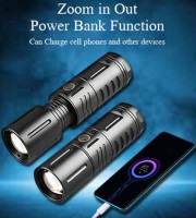 RECHARGEABLE LED TORCH LIGHT, WATERPROOF STRONG LED FLASHLIGHT WITH POWER BANK